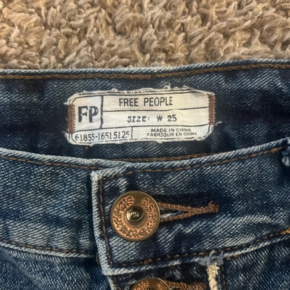 Free People Distressed Button Fly Denim Shorts - Picture 2 of 4